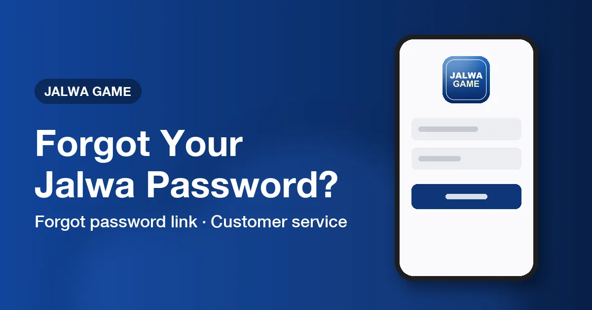 Banner for Jalwa Game password reset help with a login form mock-up